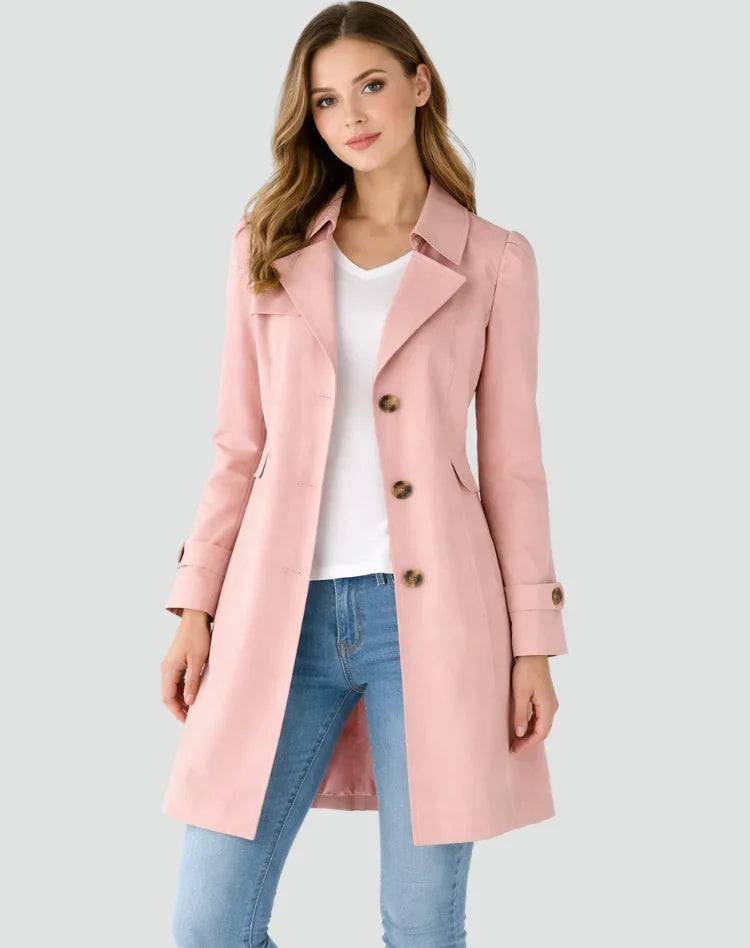 Pockley - Fitted Trench Coat with Notched Collar