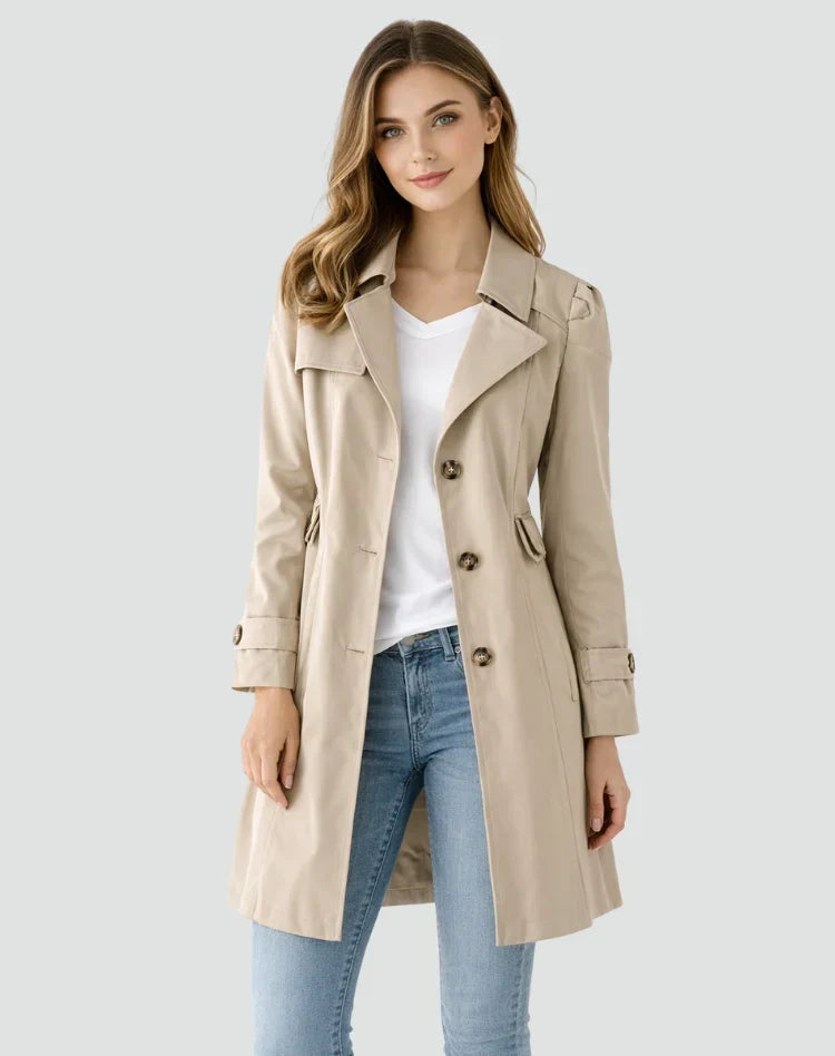Pockley - Fitted Trench Coat with Notched Collar
