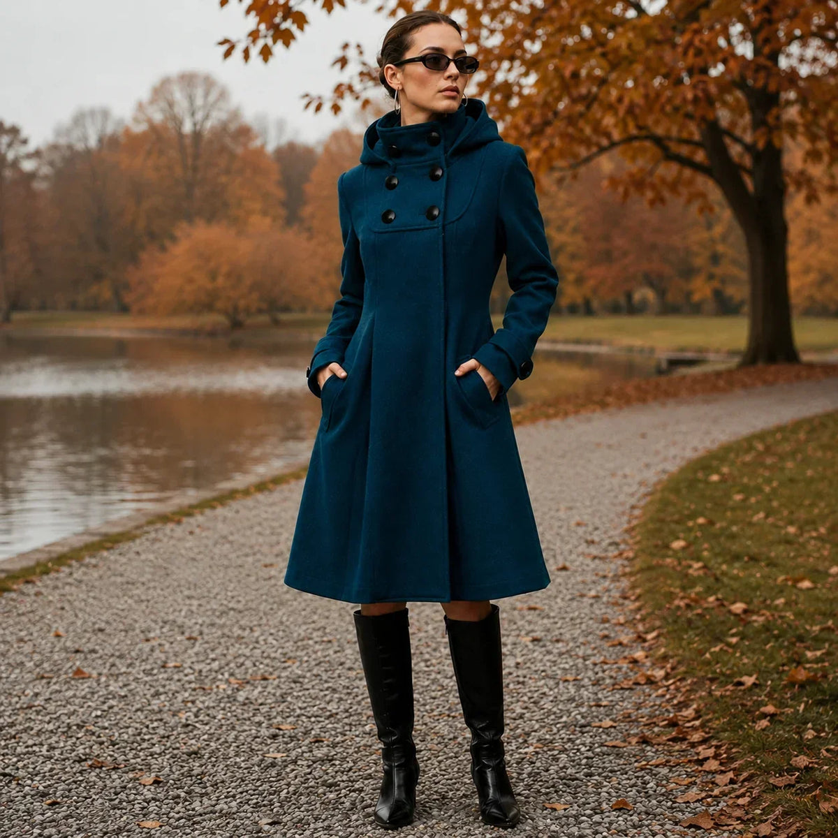 Drapen - Structured Hooded Coat with Defined Shoulders