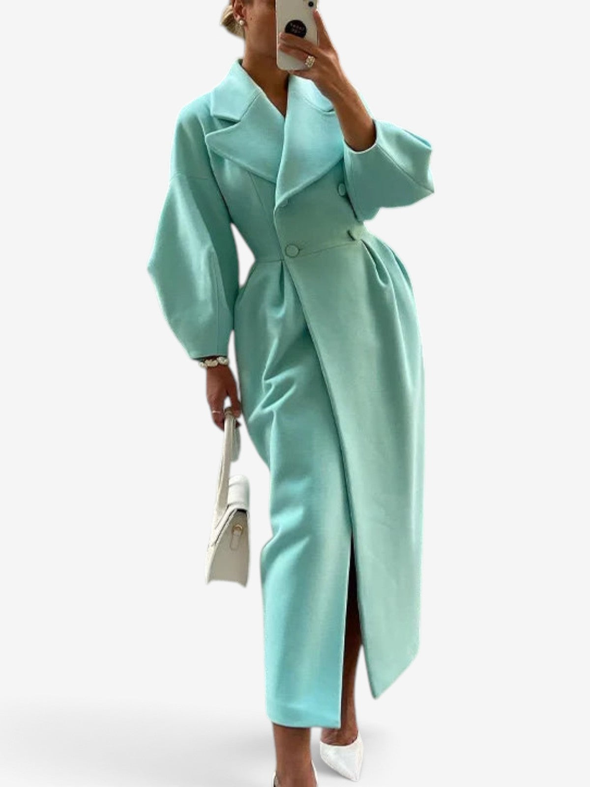 Lapelton - Trench Coat with Button Closure and Lapel Collar