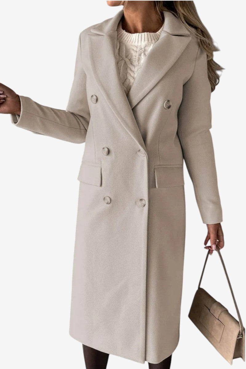 Buttonair - Long Coat with Structured Lapel Collar