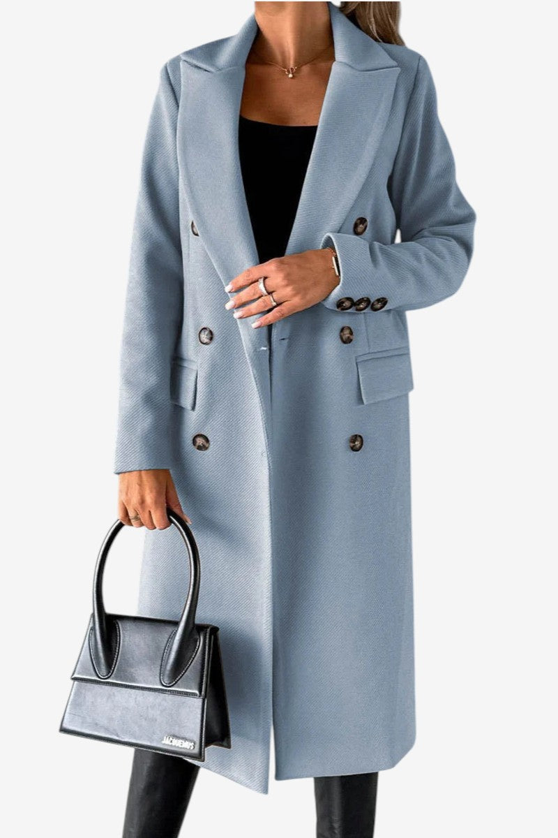 Buttonair - Long Coat with Structured Lapel Collar