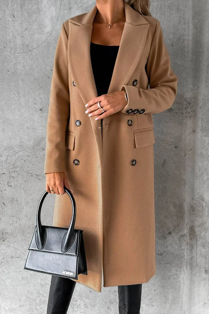Buttonair - Long Coat with Structured Lapel Collar