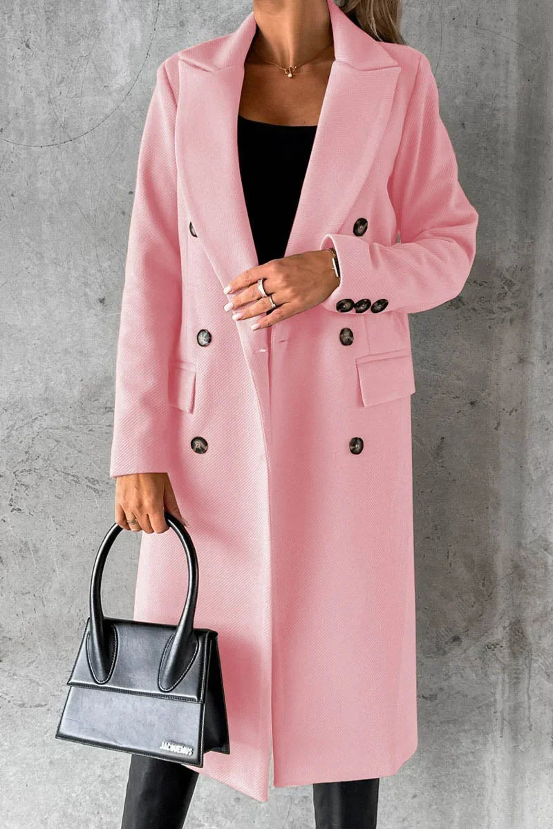 Buttonair - Long Coat with Structured Lapel Collar