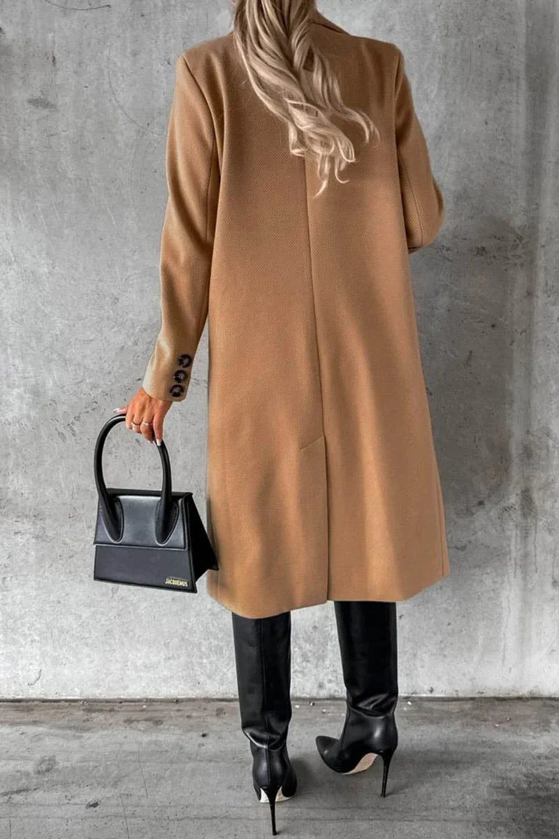 Buttonair - Long Coat with Structured Lapel Collar