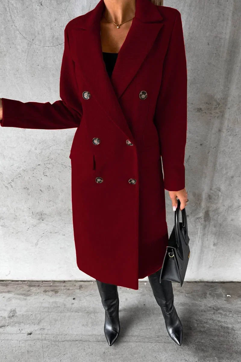 Buttonair - Long Coat with Structured Lapel Collar