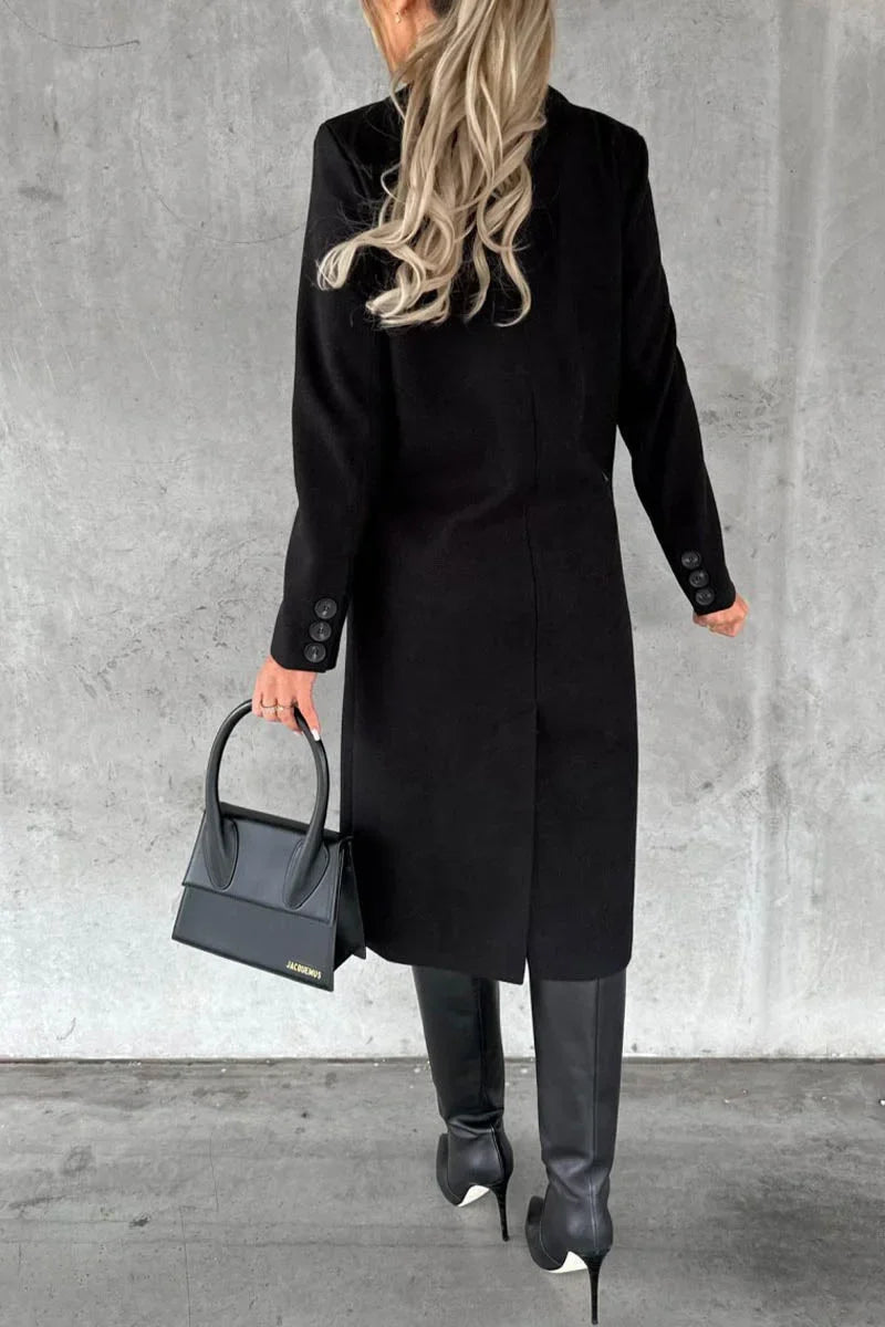 Buttonair - Long Coat with Structured Lapel Collar