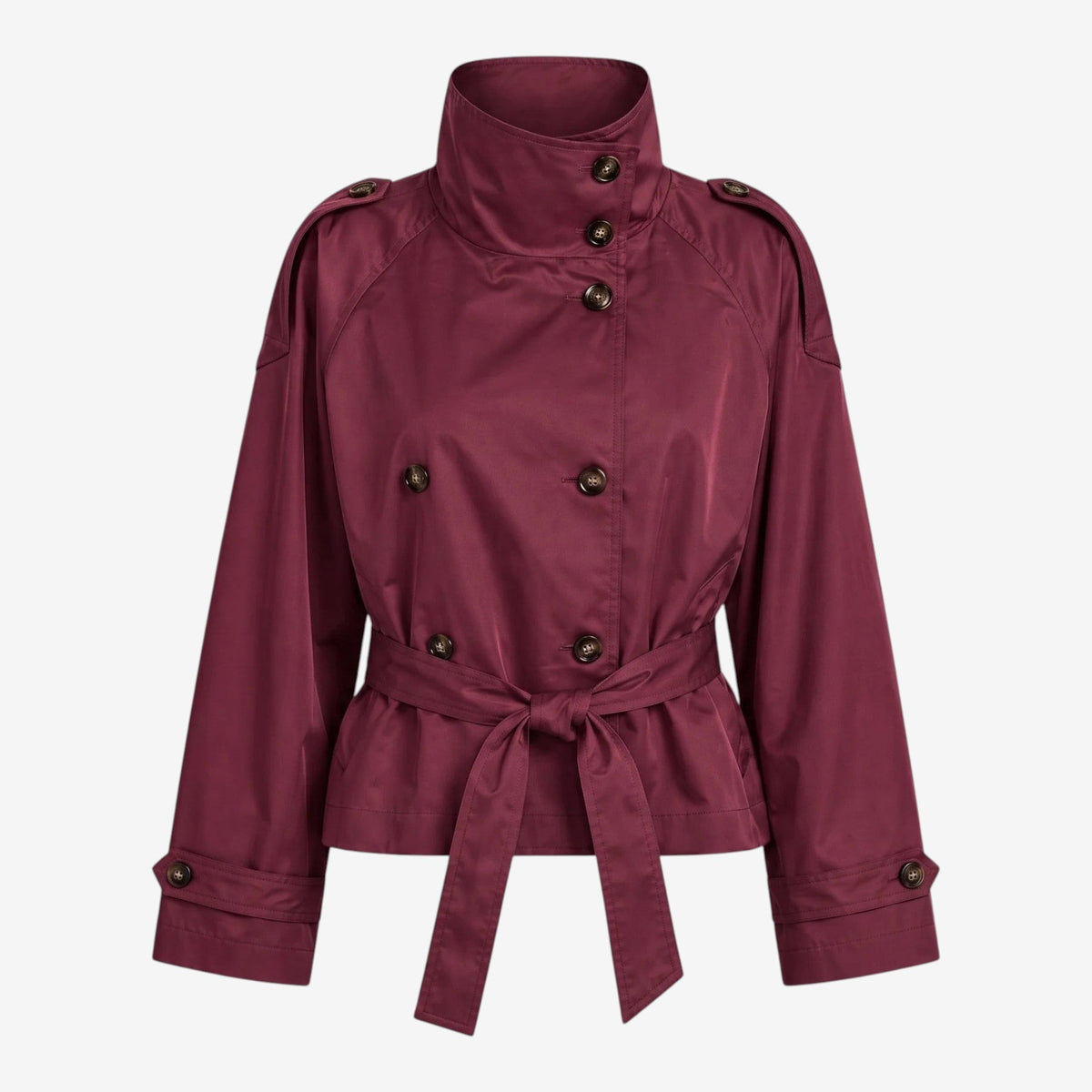 Classic - Women's Short Double-Breasted Trench Coat with Belt