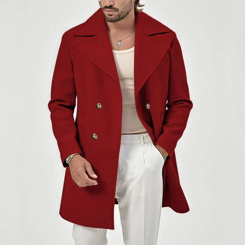Drape - Double-Breasted Coat with Wide Notched Lapels