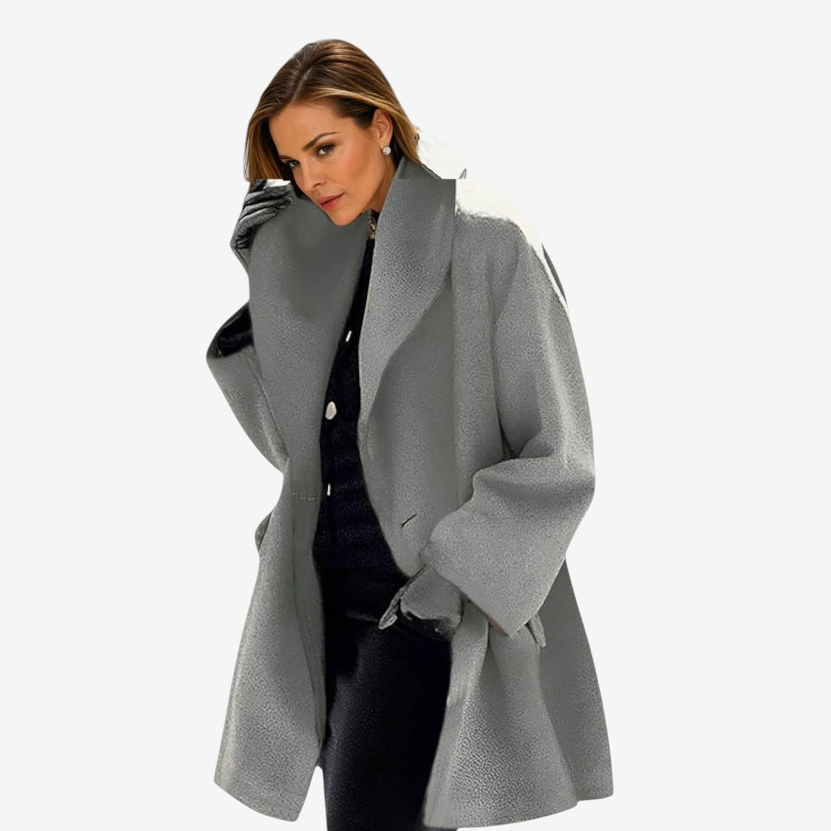 Overlyn - Long Coat with Wide Lapels