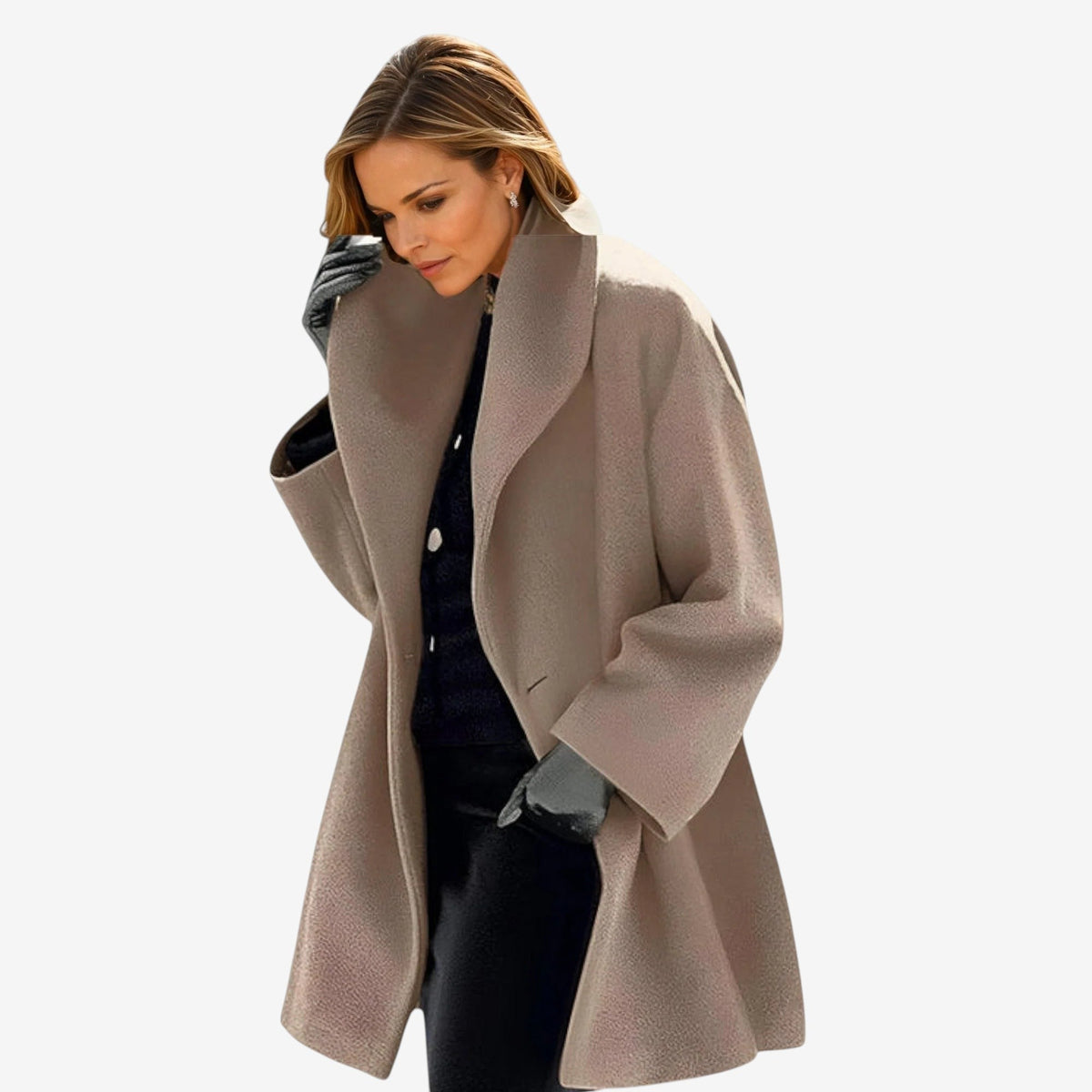 Overlyn - Long Coat with Wide Lapels
