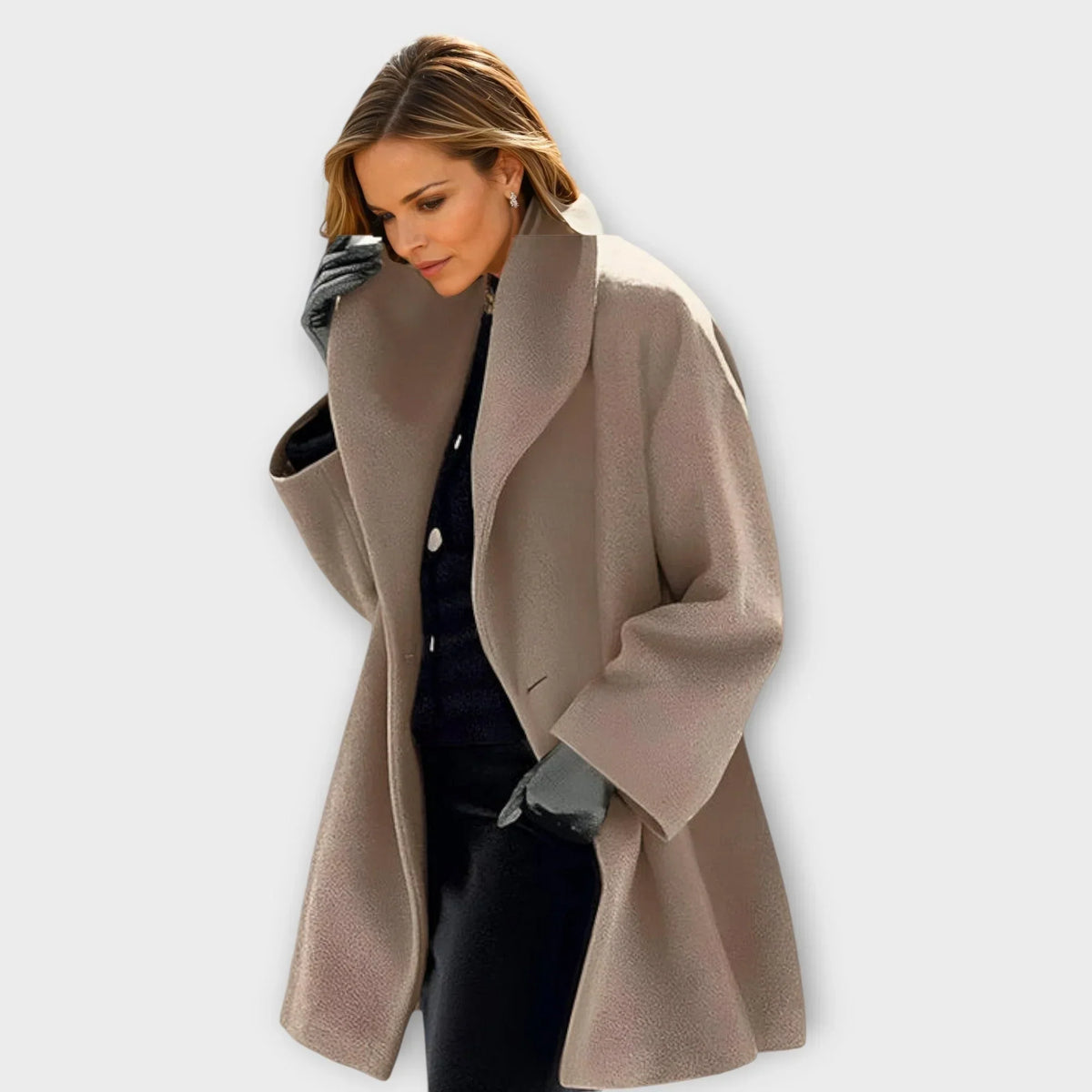 Overlyn - Long Coat with Wide Lapels