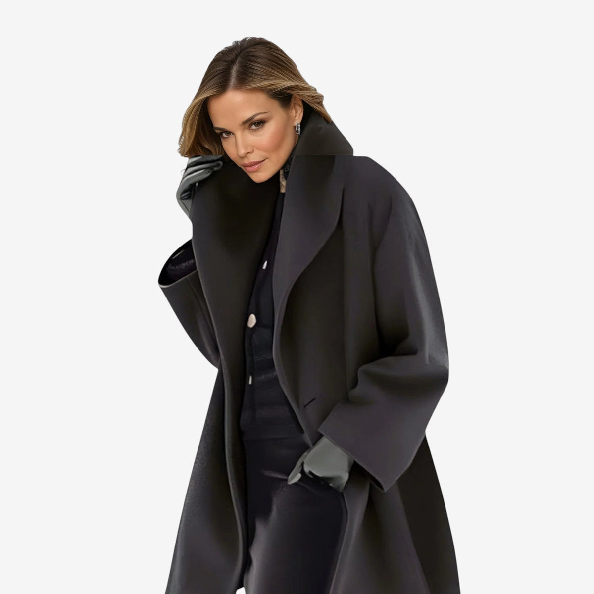 Overlyn - Long Coat with Wide Lapels