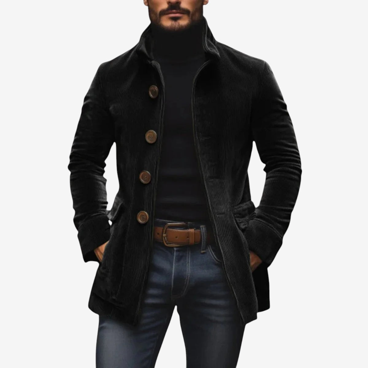 Craft - Men's Coat with Stand Collar and Side Welt Pockets