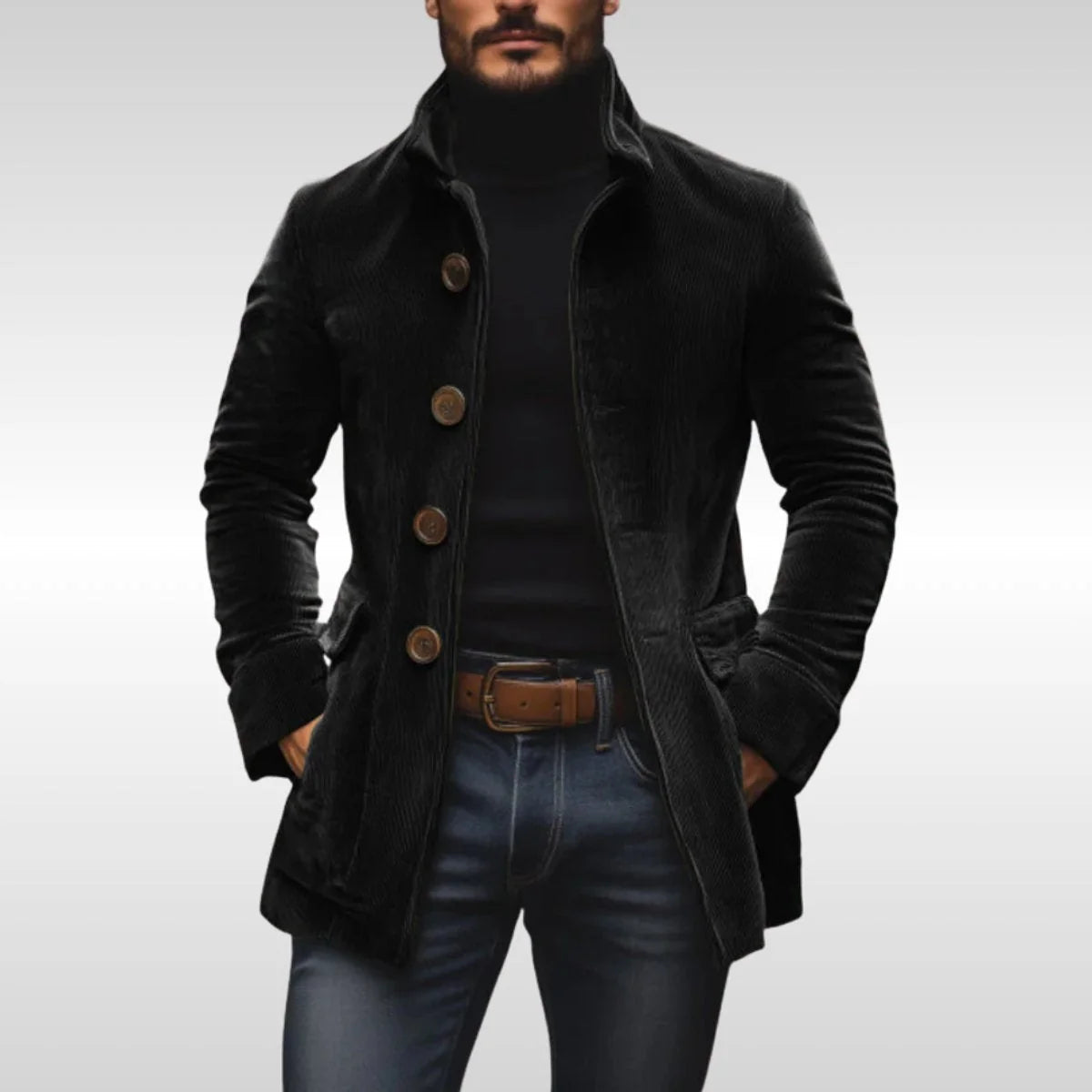 Craft - Men's Coat with Stand Collar and Side Welt Pockets