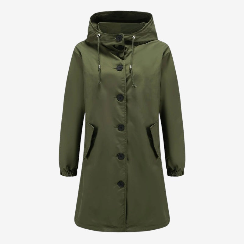 Parkline - Women's long-sleeved parka with hood and button closure