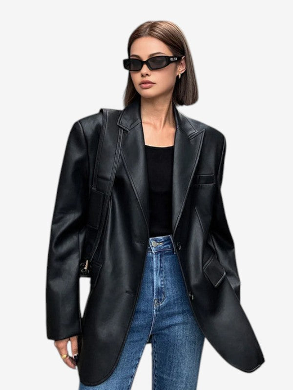 Vent - Women's Oversized Blazer with Notched Lapel Collar