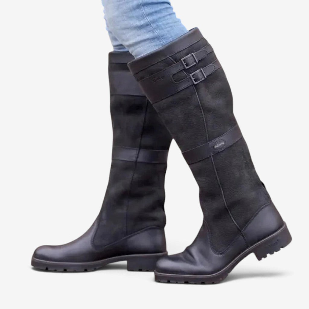 Vogue - Women’s Knee-High Boots with Buckles and Zipper