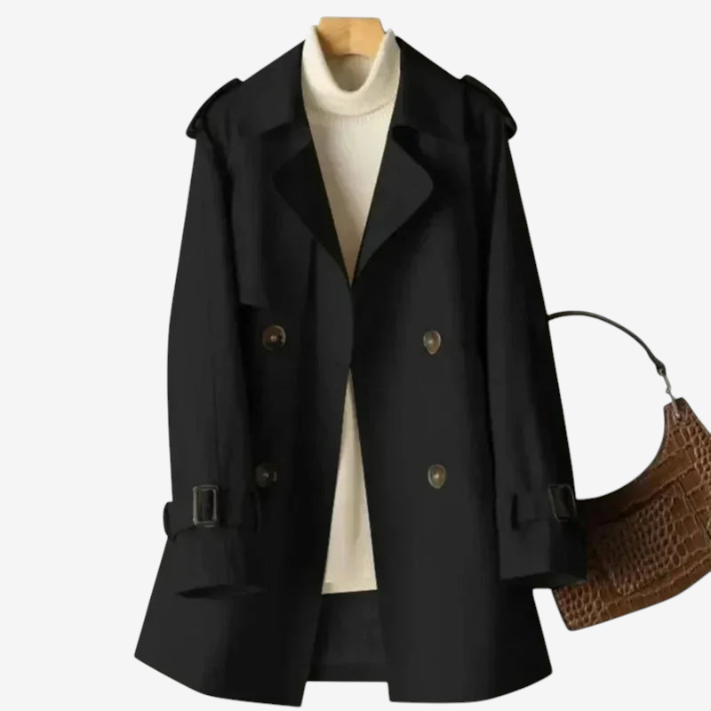 Beltrum - Belted Trench Coat with Double-Breasted Closure