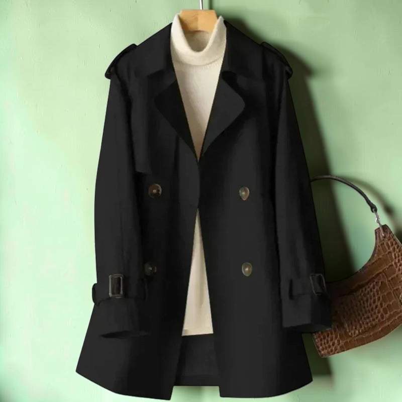 Beltrum - Belted Trench Coat with Double-Breasted Closure