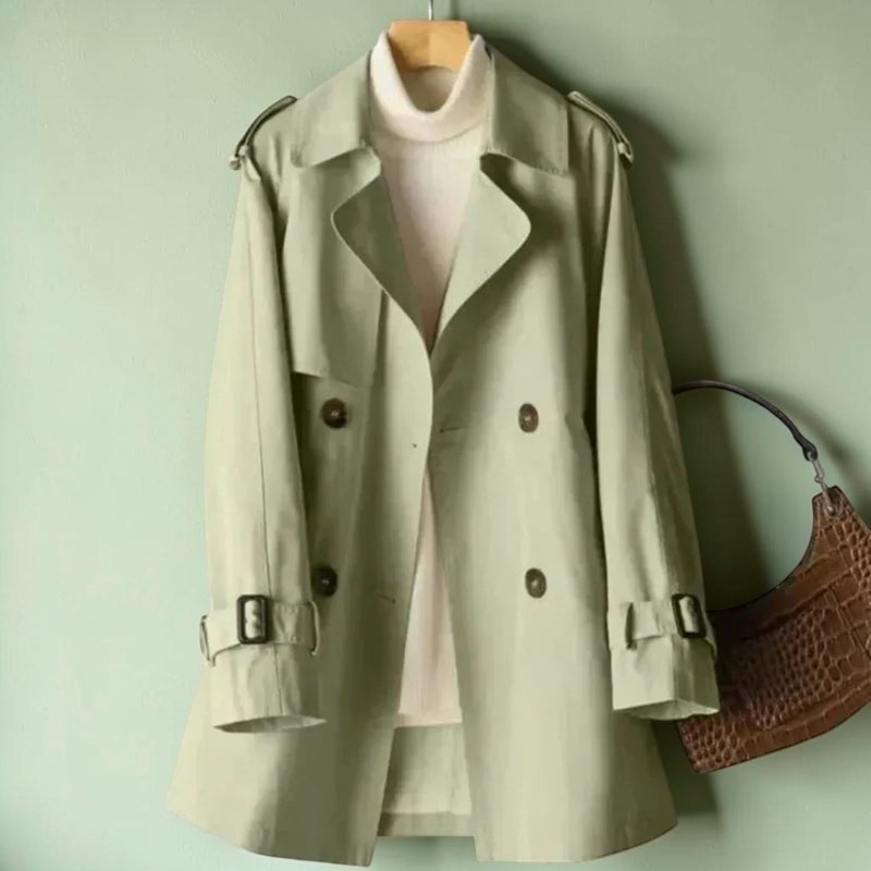Beltrum - Belted Trench Coat with Double-Breasted Closure
