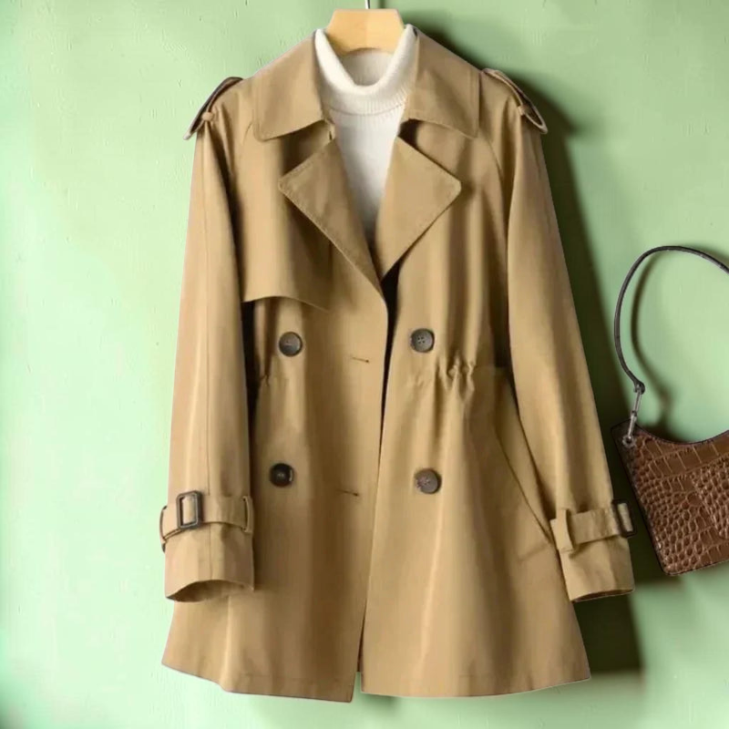 Beltrum - Belted Trench Coat with Double-Breasted Closure