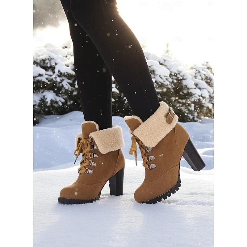 Rugged - Women's Lace-Up Ankle Boots with Stacked