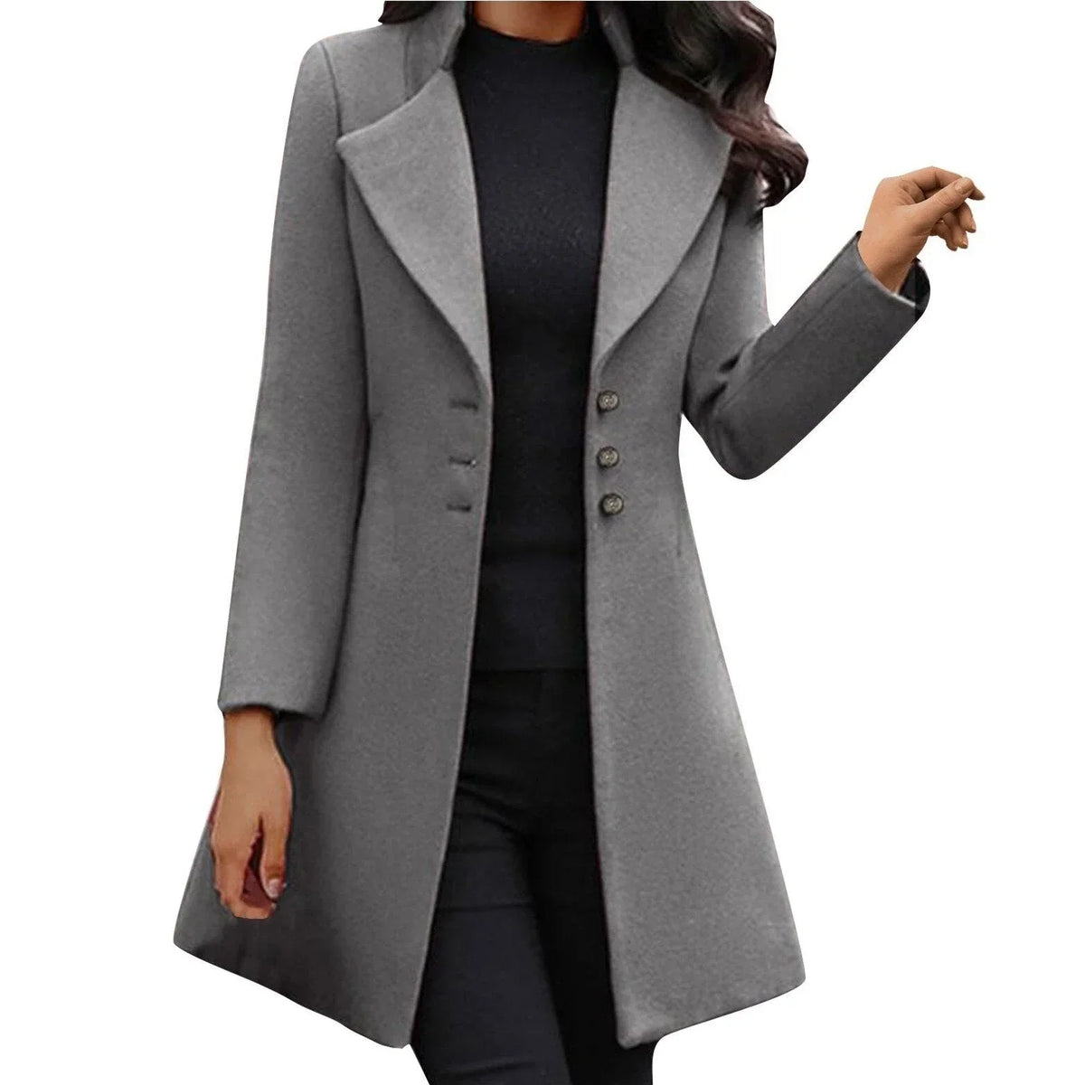 Lapelline - Straight Cut Coat with Lapel Collar