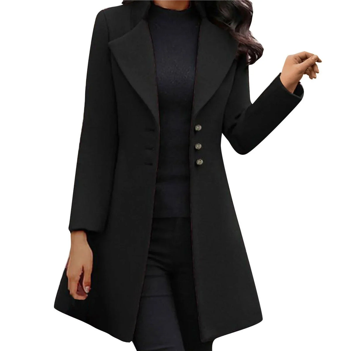 Lapelline - Straight Cut Coat with Lapel Collar