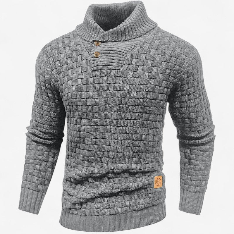 Robert – Slim fit trui met sjaalkraag en V-hals Velani