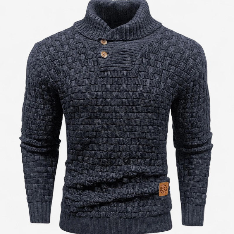 Robert – Slim fit trui met sjaalkraag en V-hals Velani