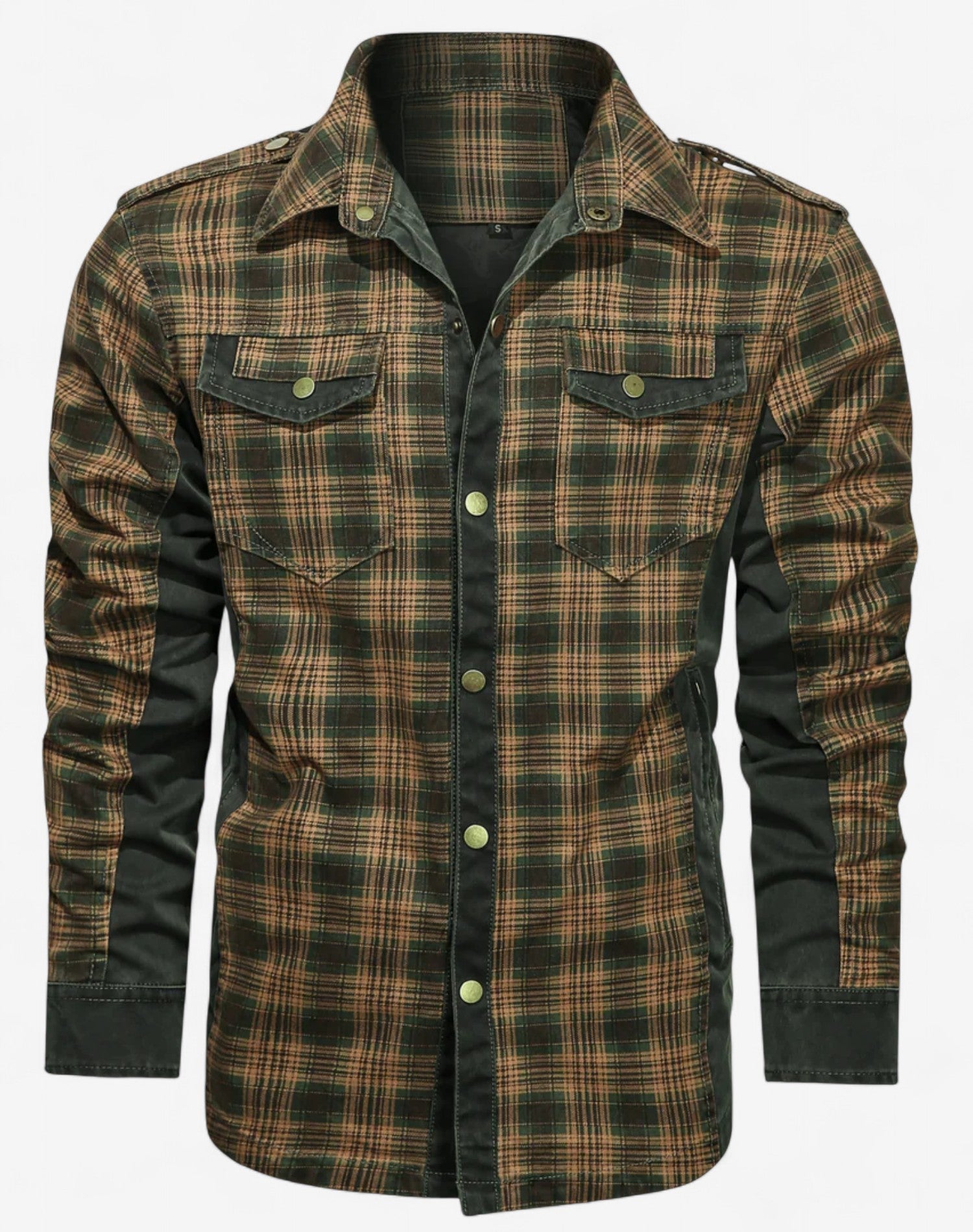 John – Geruite overshirt met drukknoopsluiting Velani