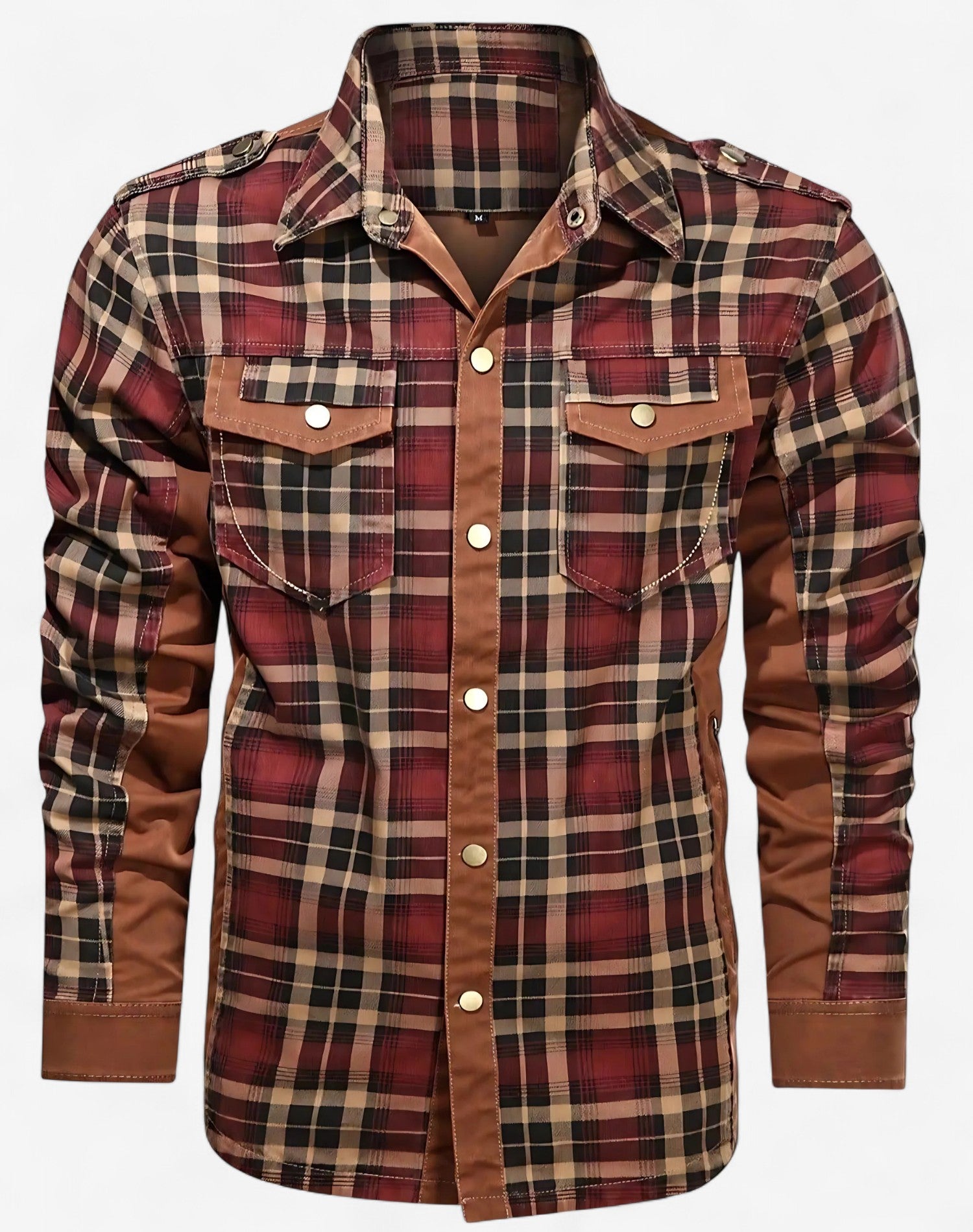 John – Geruite overshirt met drukknoopsluiting Velani