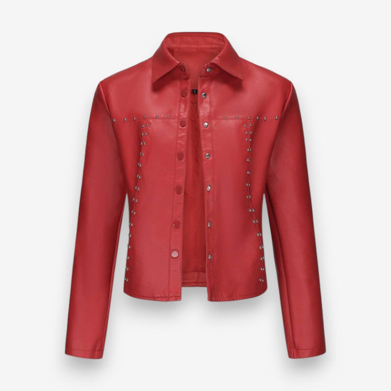 Evelyn – Fold down collar jacket with long sleeves and button detail