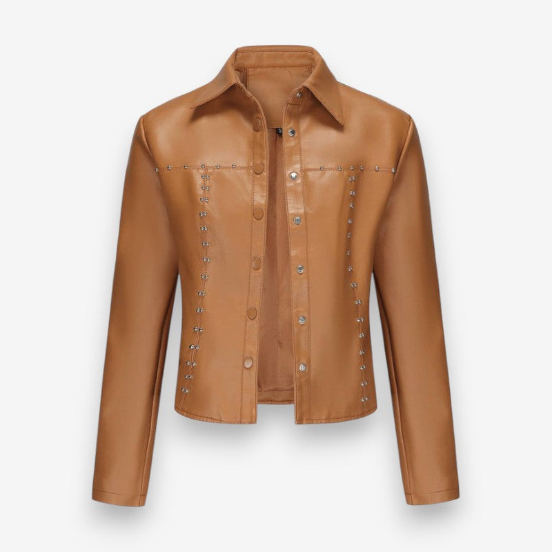 Evelyn – Fold down collar jacket with long sleeves and button detail