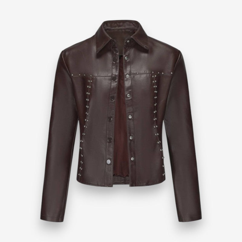 Evelyn – Fold down collar jacket with long sleeves and button detail