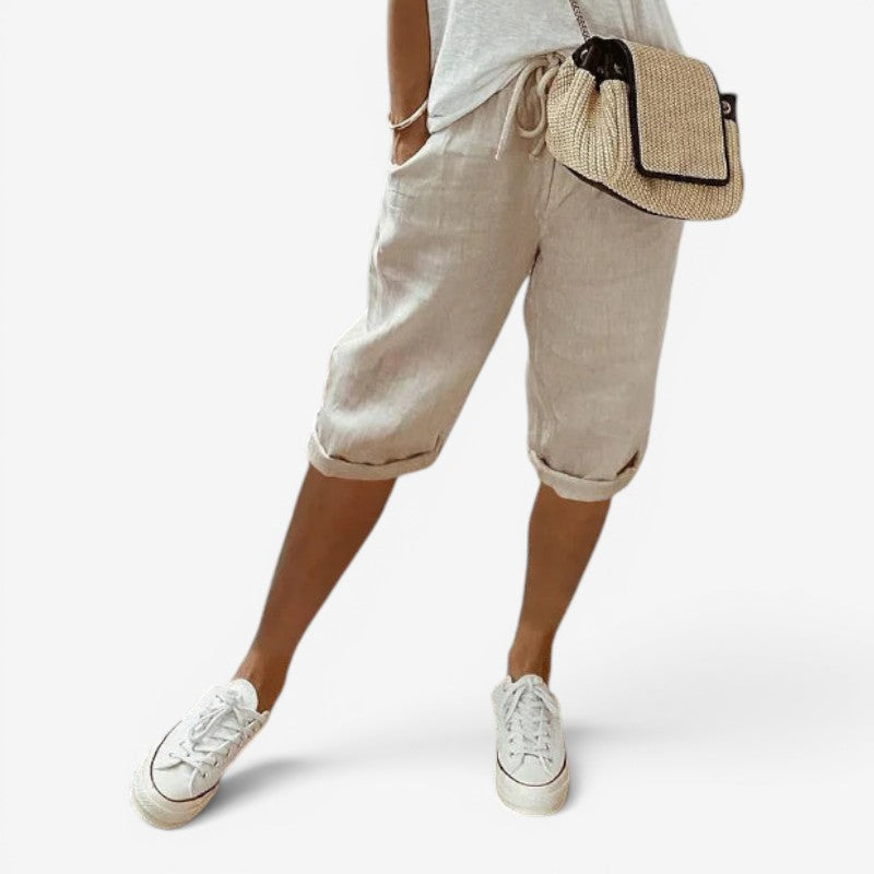 Womens Capri Pants with Adjustable Drawstring Waist