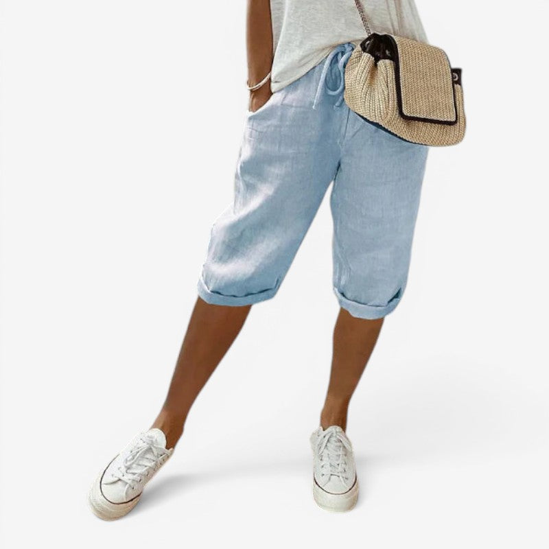 Womens Capri Pants with Adjustable Drawstring Waist