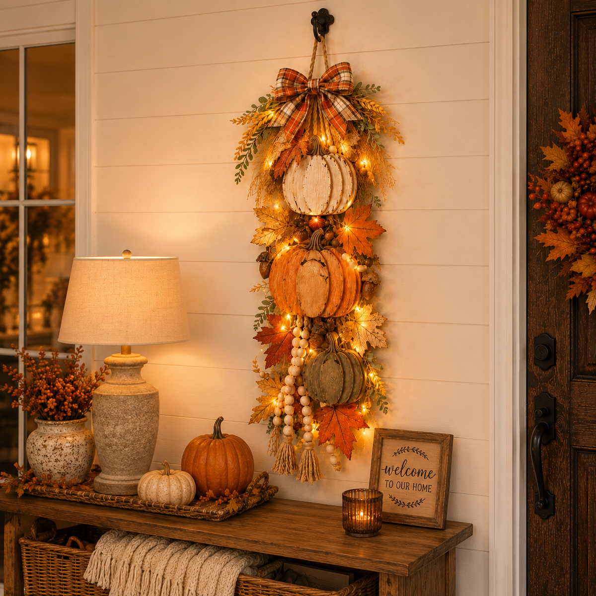 Pumpkinwarm – Wooden Pumpkin Decoration With Led Lights