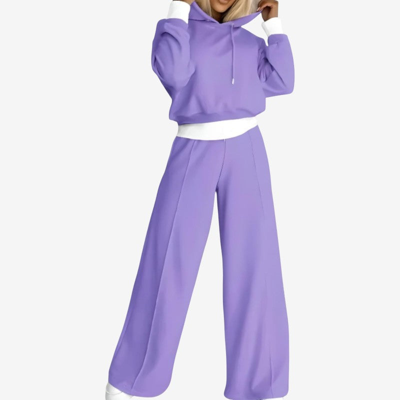 Women 2-Piece Hoodie & Wide-Leg Pants Set