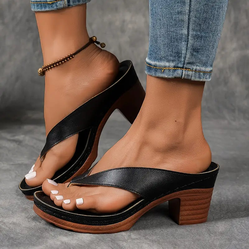 Women's Open Toe Chunky Heeled Sandals