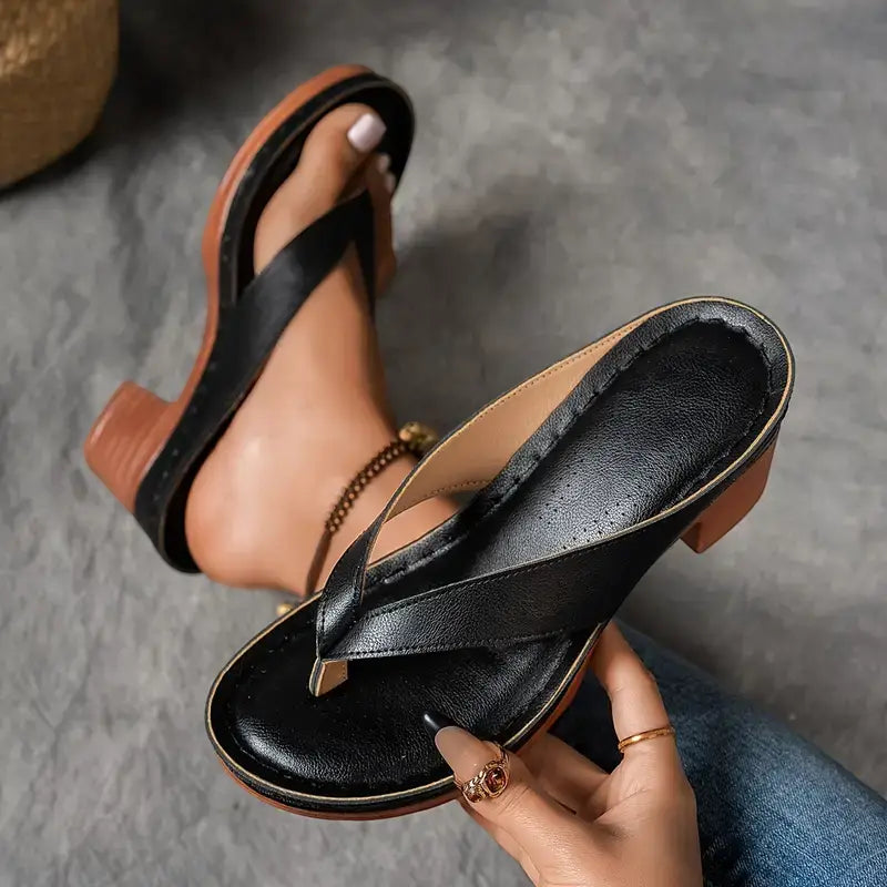 Women's Open Toe Chunky Heeled Sandals
