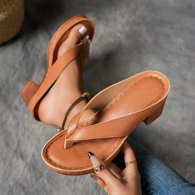 Women's Open Toe Chunky Heeled Sandals