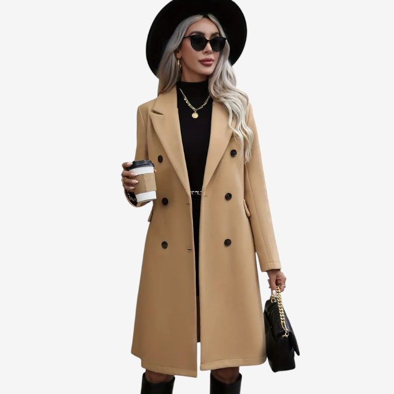 Jessica – Trenchcoat met Lange Mouwen, Knopensluiting en Klassiek Lang Ontwerp Velani