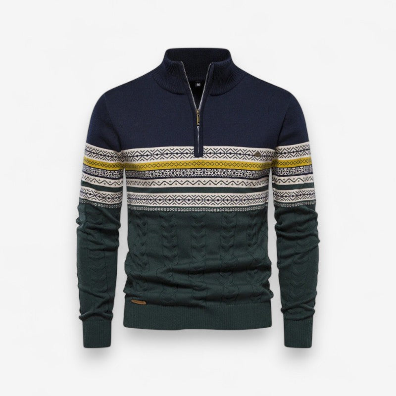 Adam – Lange mouwen trui met print en opstaande kraag Velani