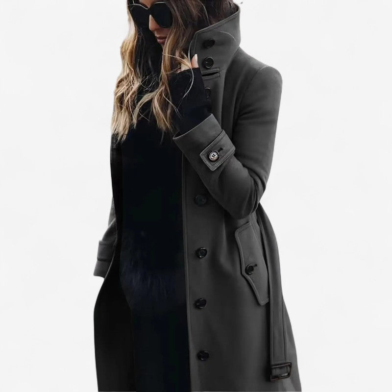 Jennifer – Trenchcoat met Lange MouwenTailleceintuur en Knopensluiting Velani