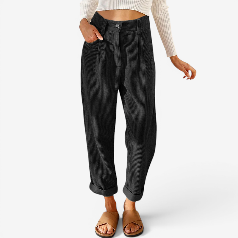 High-Waisted Straight Leg Trousers