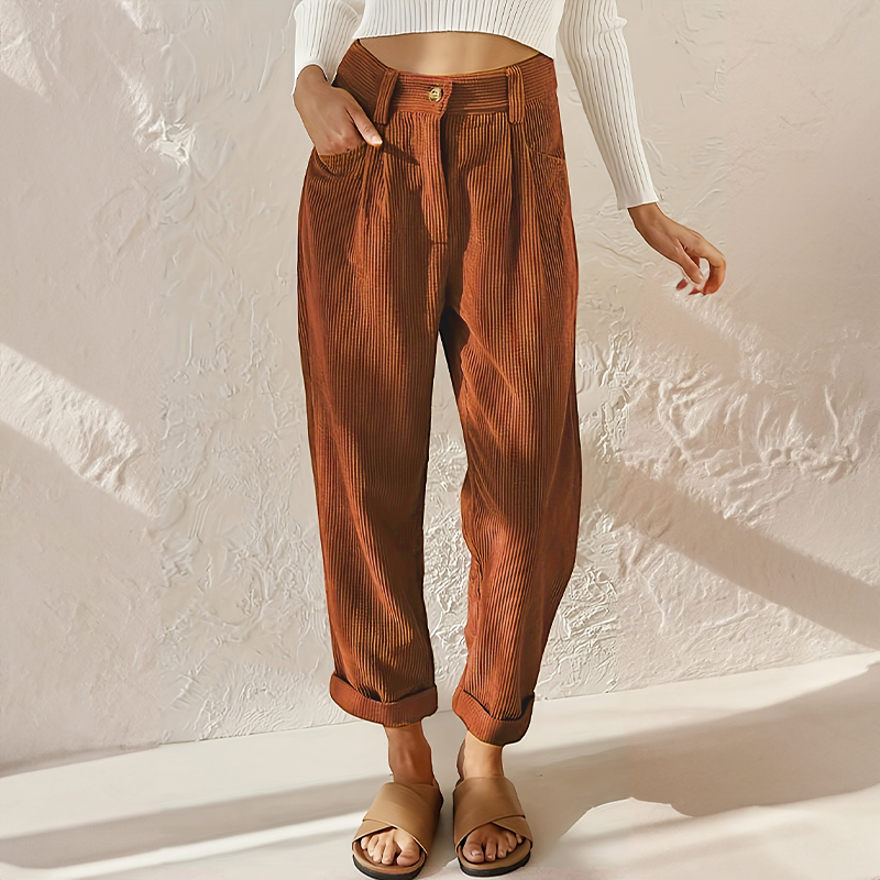High-Waisted Straight Leg Trousers