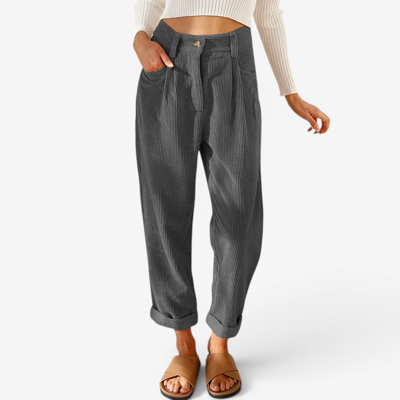 High-Waisted Straight Leg Trousers