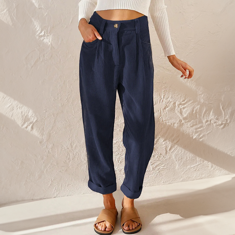 High-Waisted Straight Leg Trousers